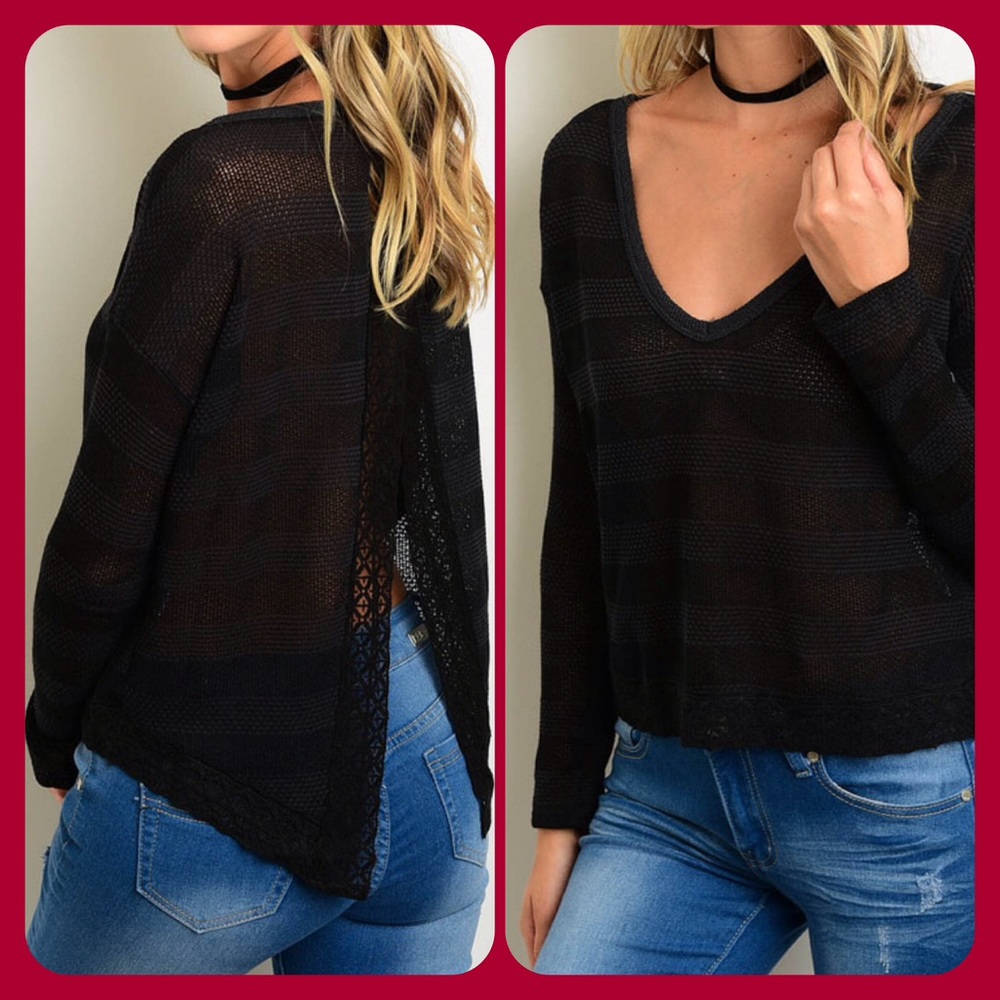 Black Striped Sweater Top (MADE USA)