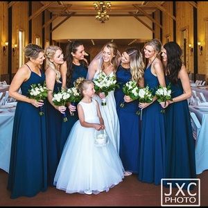 Navy blue long bridesmaid dress!