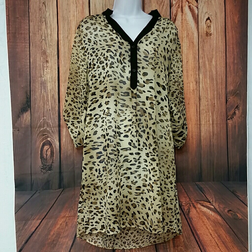 Tacera Leopard Cheetah Sheer Dress Size Large