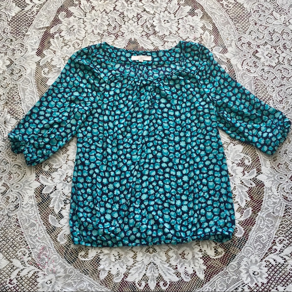 NWOT Beautiful Loft Fuzzy Dots Blouse in M