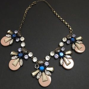Blue and tan statement necklace
