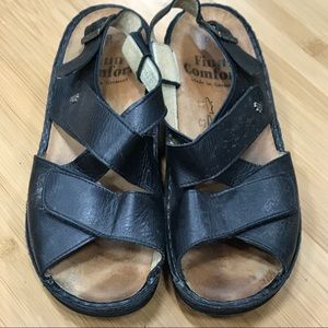 Finn Comfort Black Leather Sandals sz 41