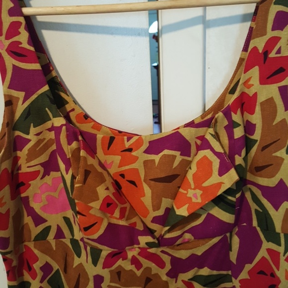 Multi Print linen Dress  Size 14 - Picture 2 of 3