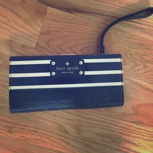 Kate spade white and blue striped wallet