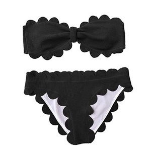 ❤️ Hot Selling Black Padded Scallop Bikini ❤️