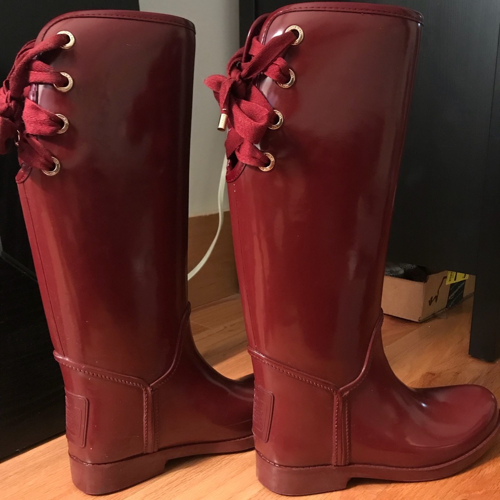 Coach tristee rain boot 8M black Cherry