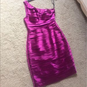 Bebe one shoulder cocktail dress
