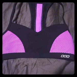 Lorna Jane mesh sports bra black and purple