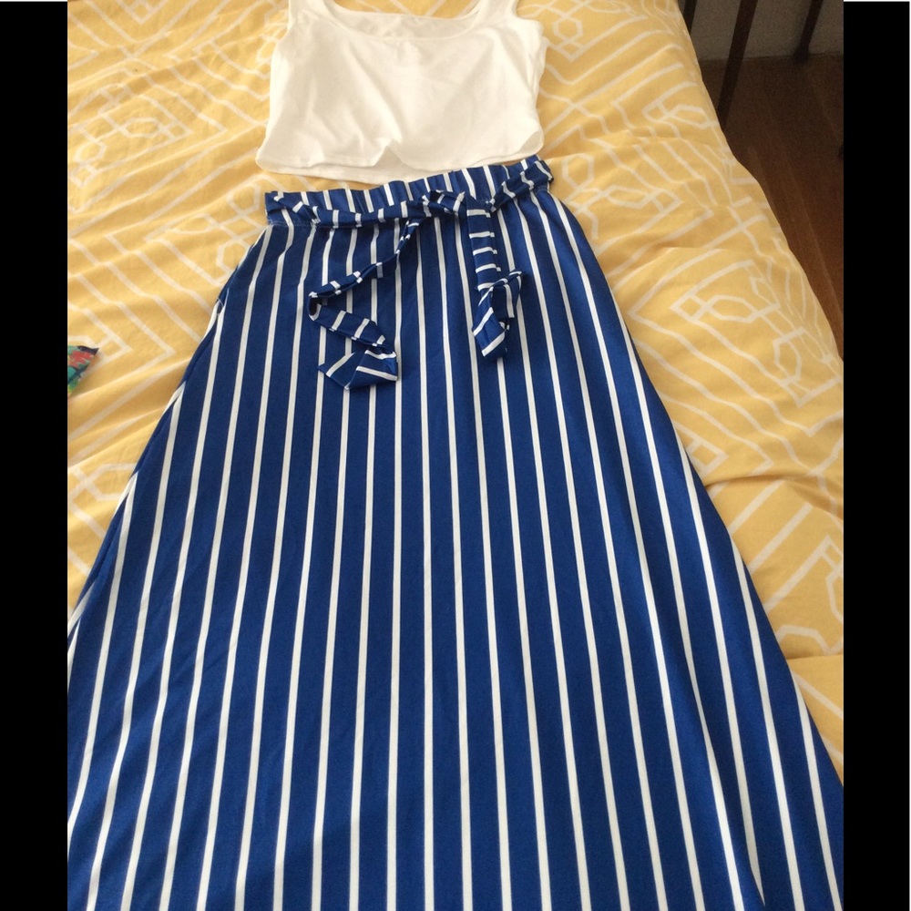 Striped maxi skirt with crop top