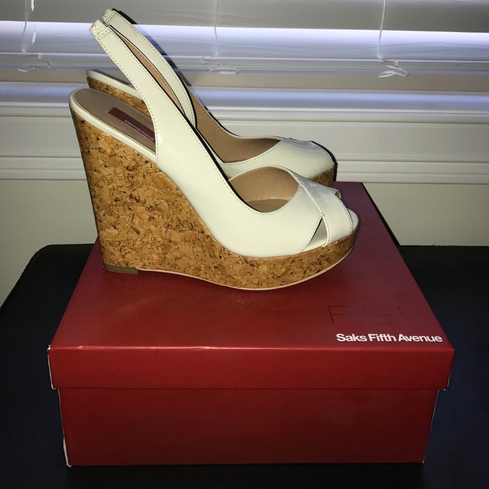 Red Saks Fifth Avenue Wedges. Size 38 1/2