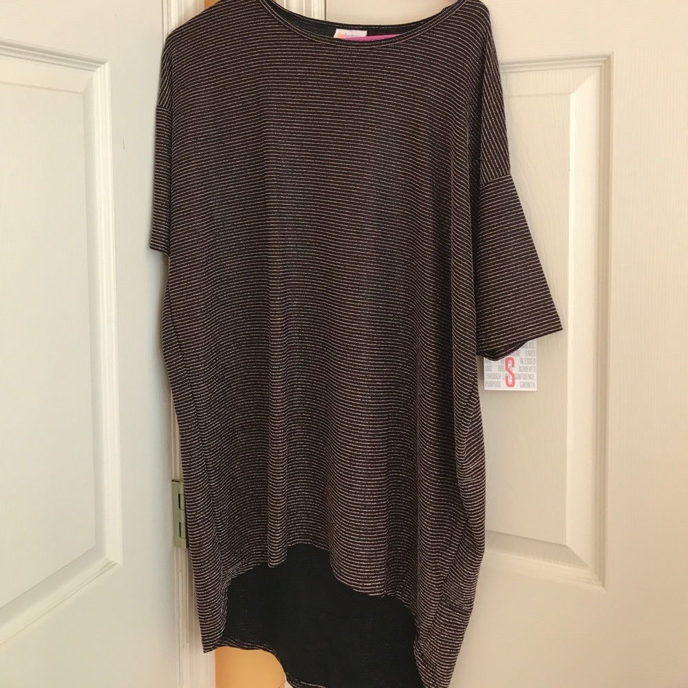 NWT Lularoe Elegant Irma Black w/ glitter stripes