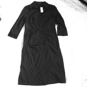 Fitted black button down shirt dress