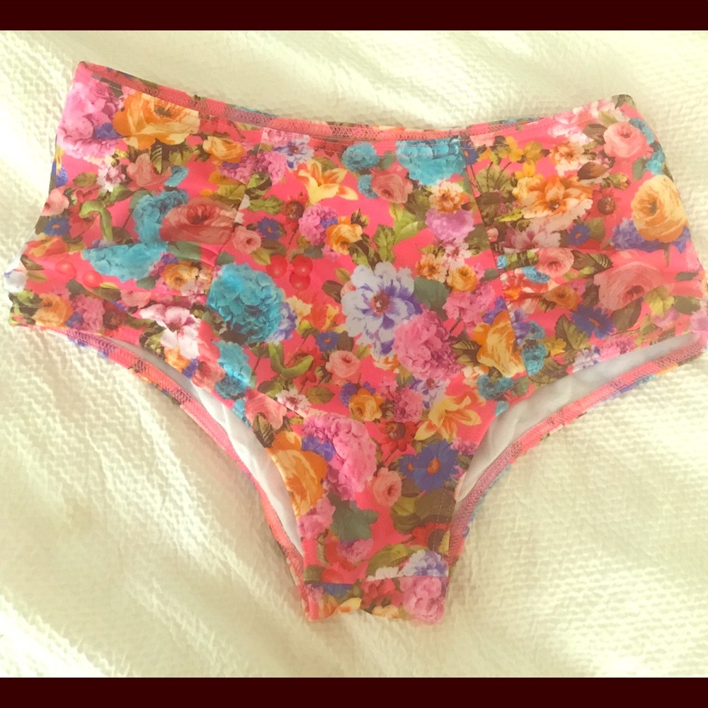 Hot pink floral ASOS bikini bottoms