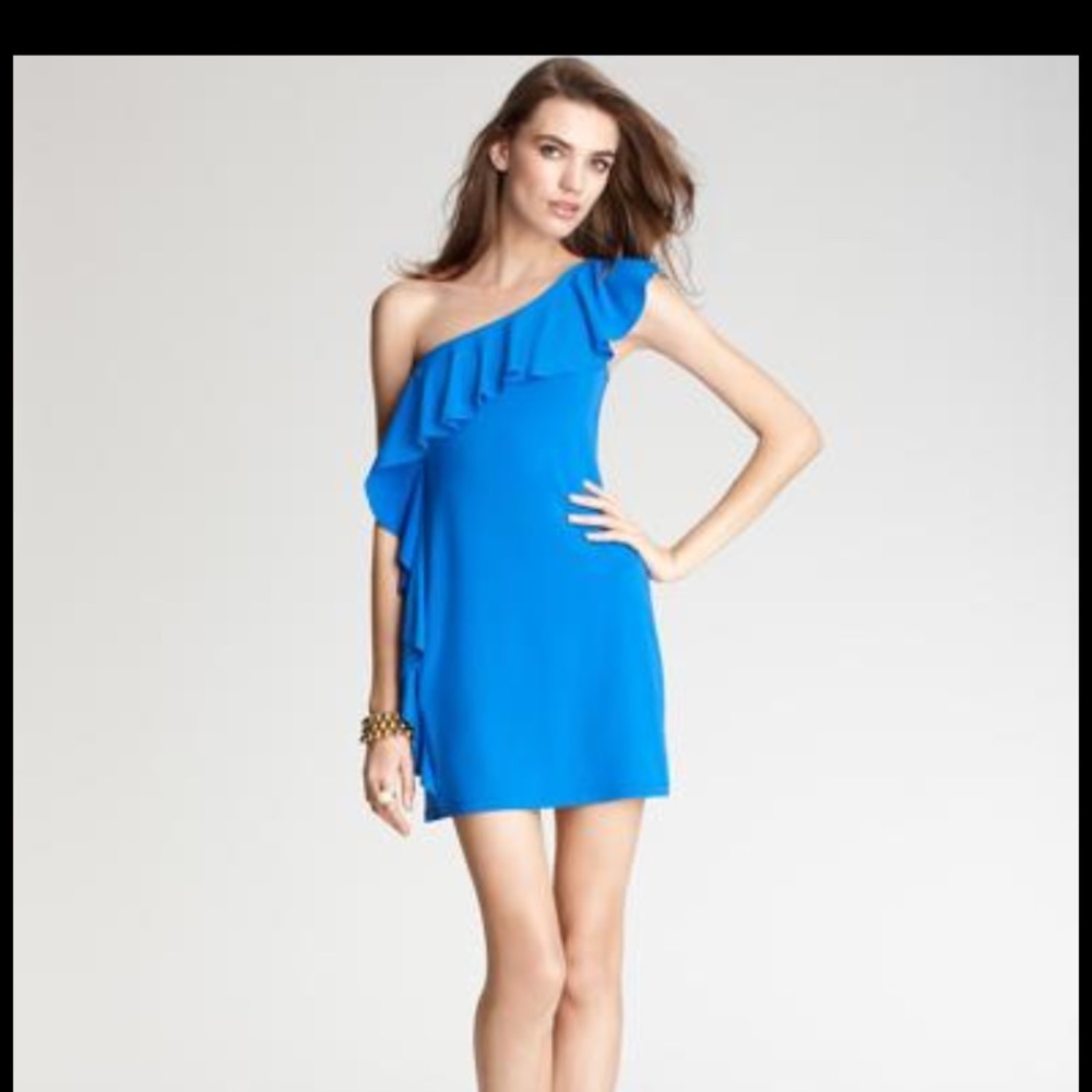 Susana Monaco blue one shoulder dress