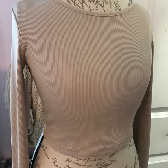 Forever21 Nude Long Sleeve Crop Top - Picture 2 of 7