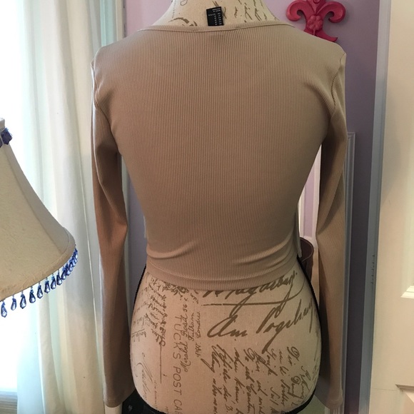 Forever21 Nude Long Sleeve Crop Top - Picture 3 of 7