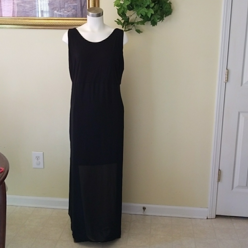 Long black layered dress. Sheer at bottom.  1X
