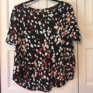 Navy, red and white mixed media top