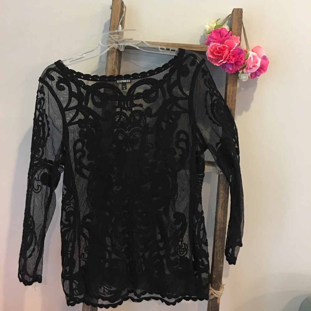 Express Black Mesh Top