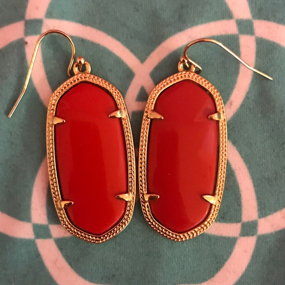 Kendra Scott Elle earrings in bright red.