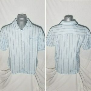 Cubavera Men's XL Blue Stripe Short Sleeve