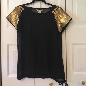 Black and gold sheer top