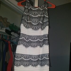 White and black lace dress