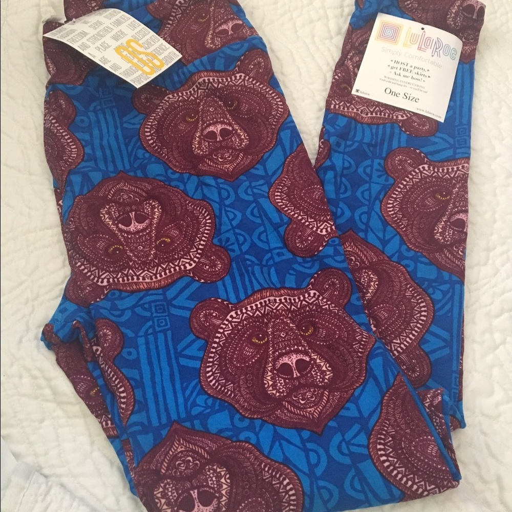 Lularoe OS Mosaic Bear Leggings