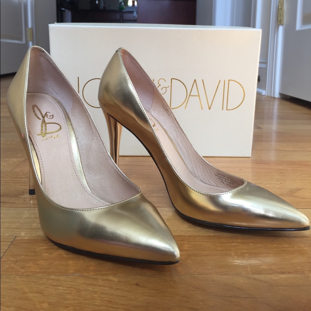 Joan and David Gold Pumps