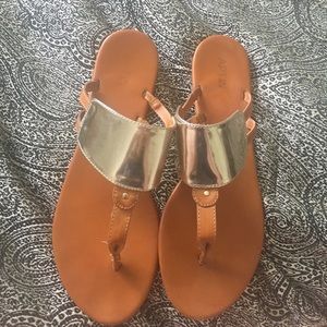 Brown and gold sandals