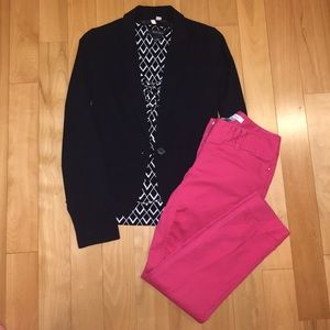 Fuchsia ankle pants.