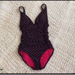 Dkny swim black and red one piece