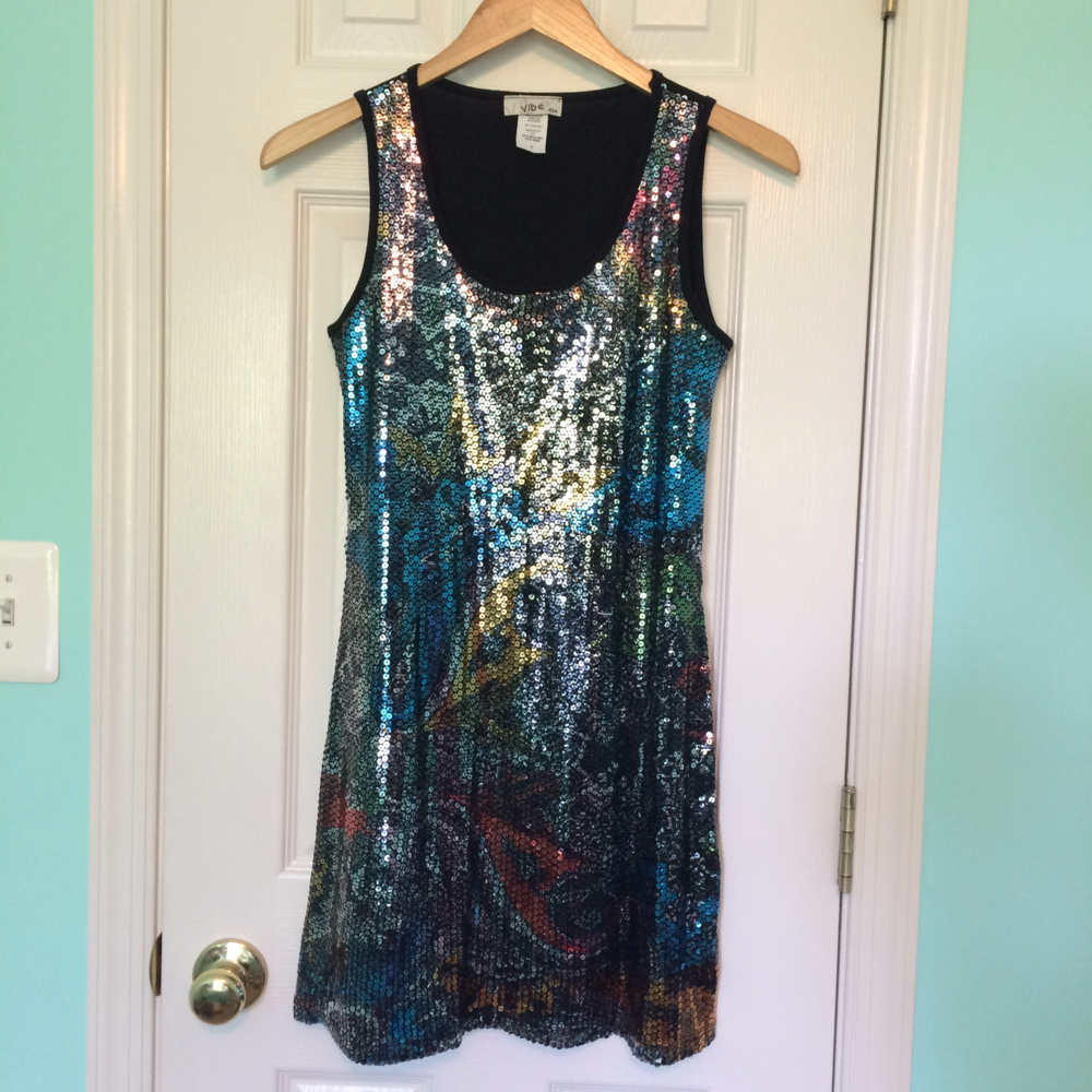 Sequined sparkle paisley party dress S