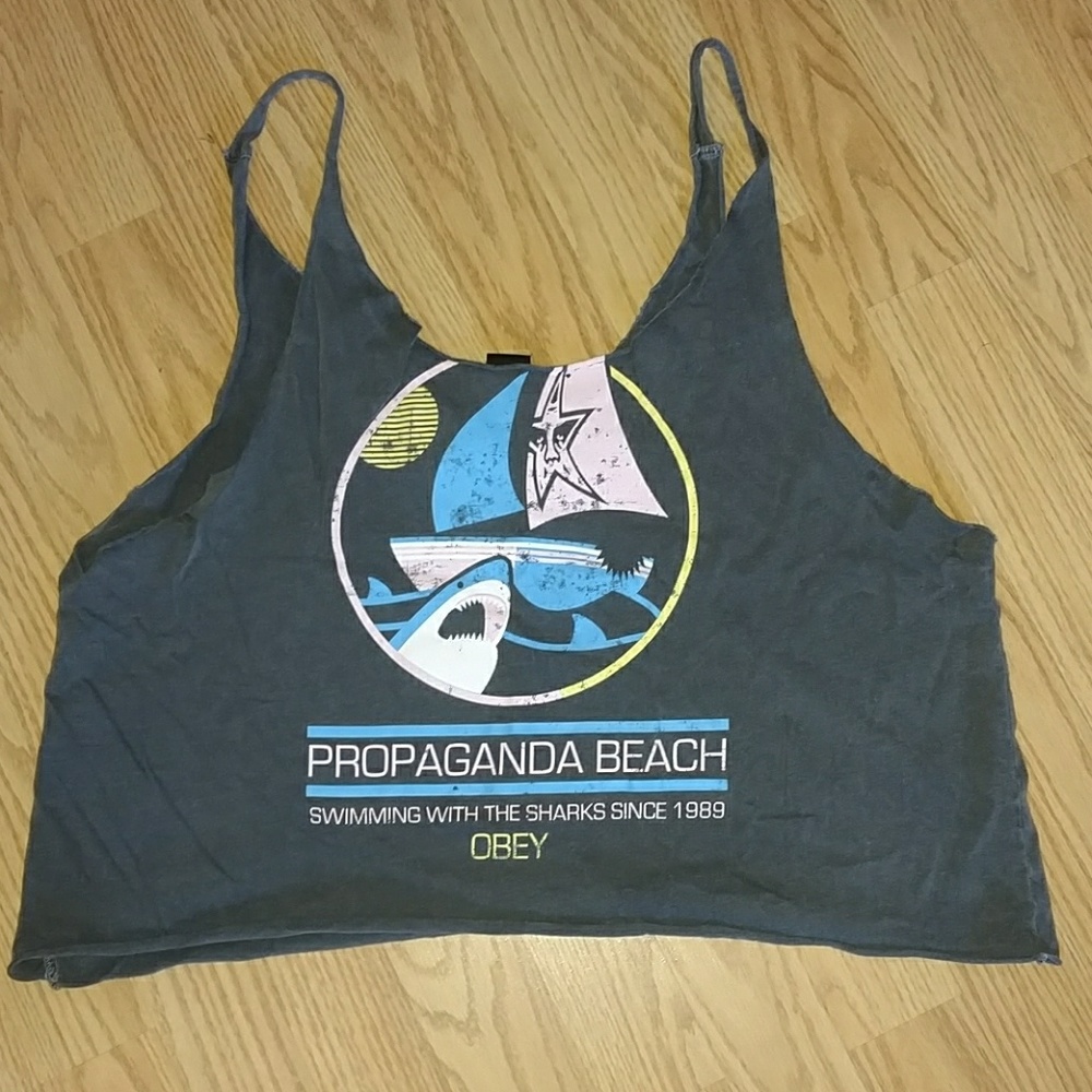 Obey crop tank top