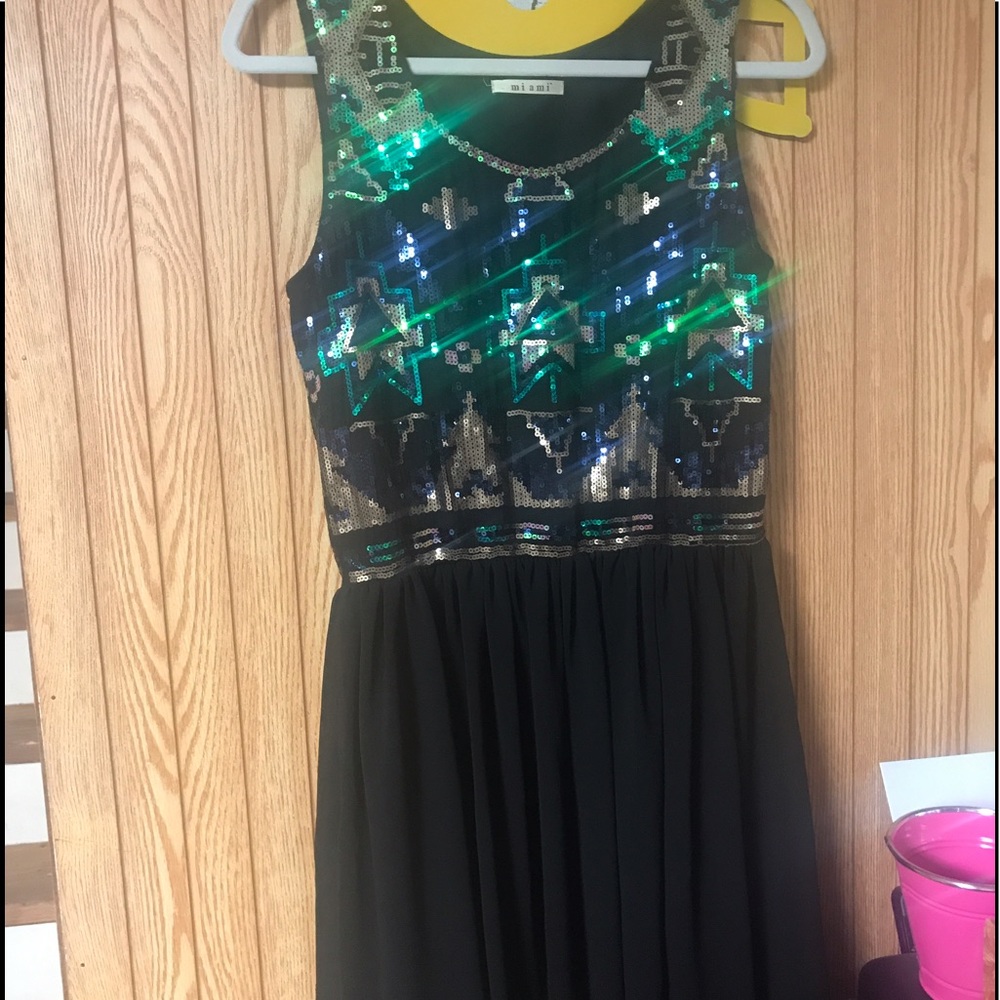 Tribal sequined black dress WORN ONCE