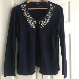 GORGEOUS Navy Cardigan with Pearls