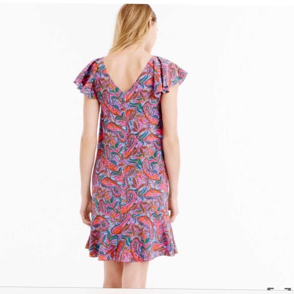 J Crew Ruffled Dress in Vibrant Paisley