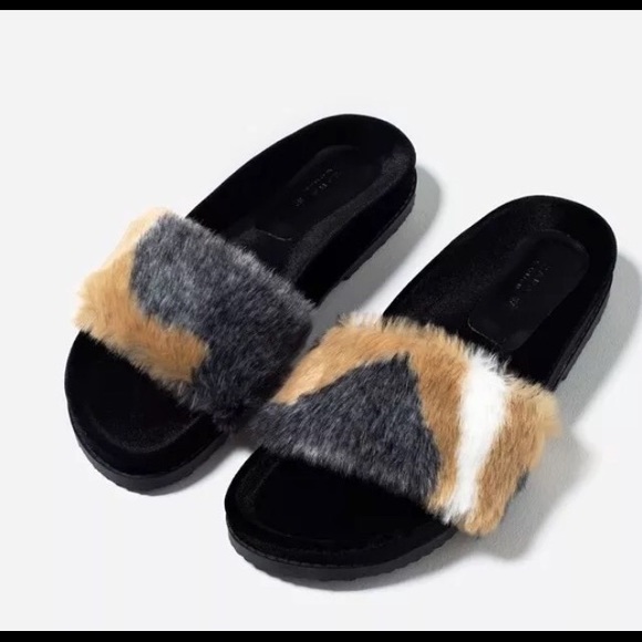 Zara fur slides Outlet