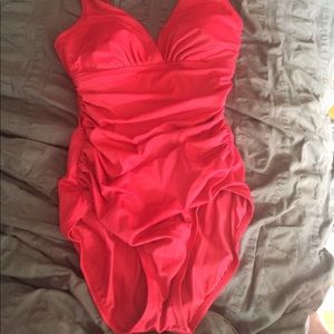 Red one piece swim