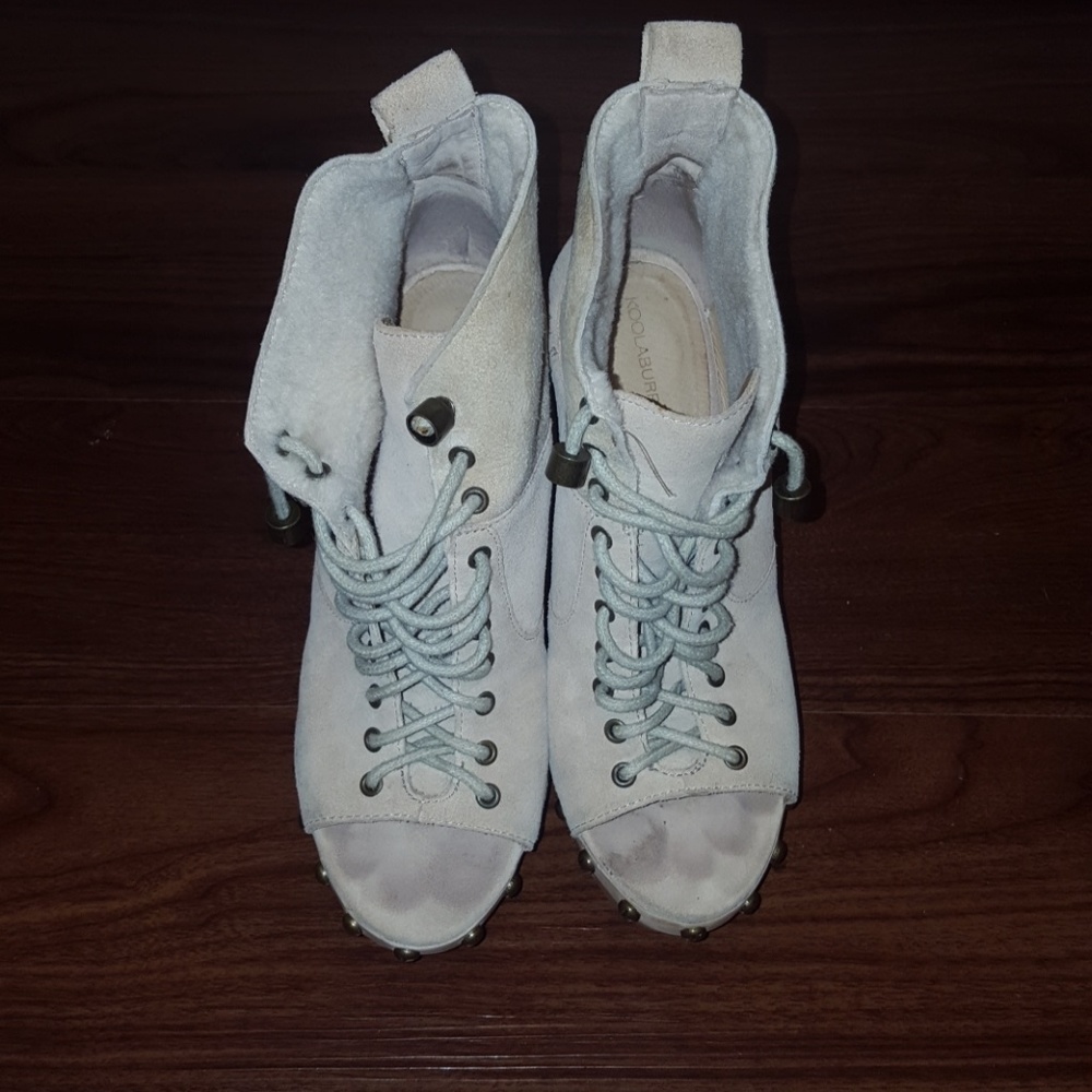 Koolaburra Platform Peep Toe Lace Up Heels - Picture 1 of 8