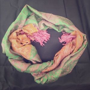Large pink&green pashmina scarf/shawl