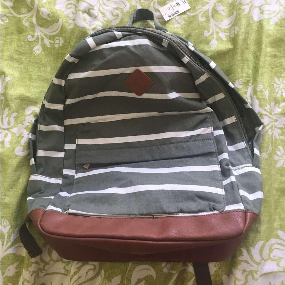 NWT Army green and white striped book bag.