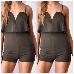 KC-6893 Gigi Sweetheart Olive Flounce Romper