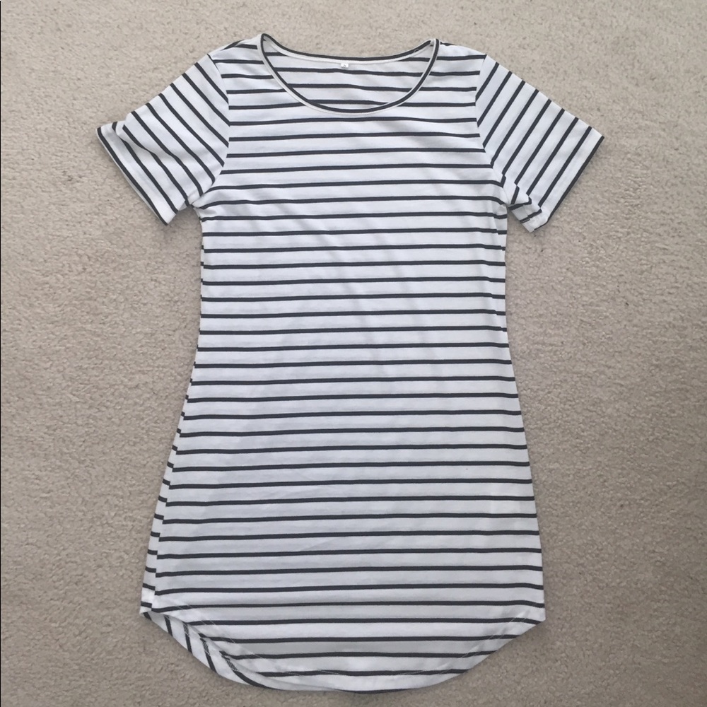 Black and White Striped T-Shirt Dress