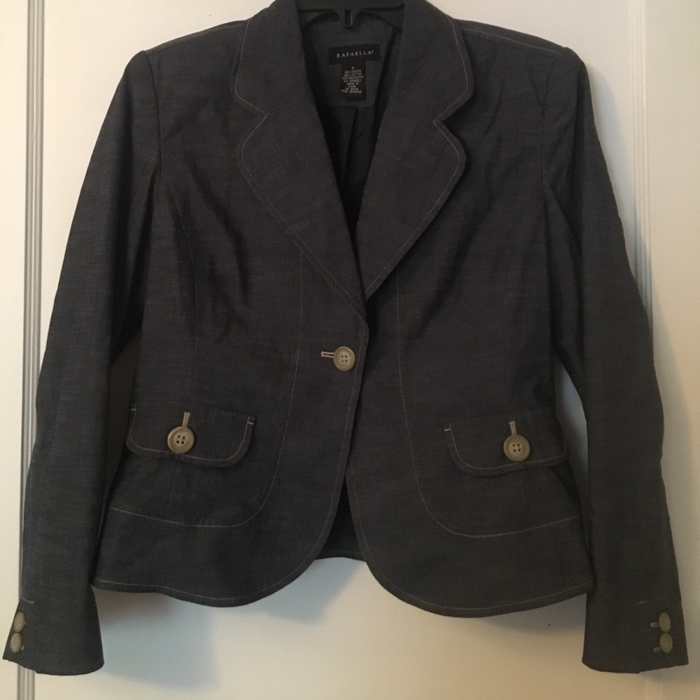 Rafaella denim/khaki trim dress blazer