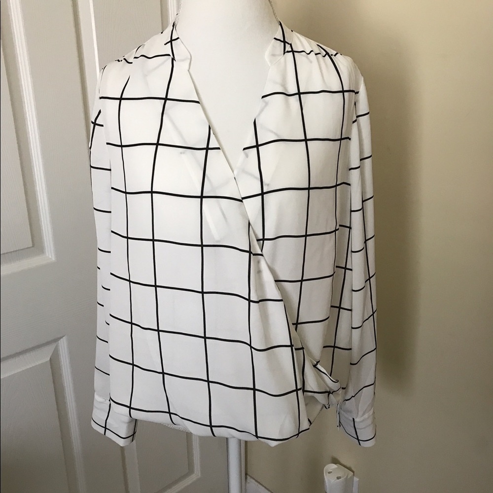 The Limited white with black striped shirt