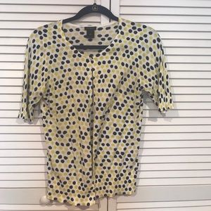 Yellow and Black Polka Dot Cardigan Sweater