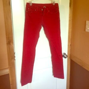 Red skinny jeans