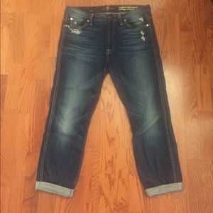 7 for All Mankind Crop High Wst Vtg Straight Jean