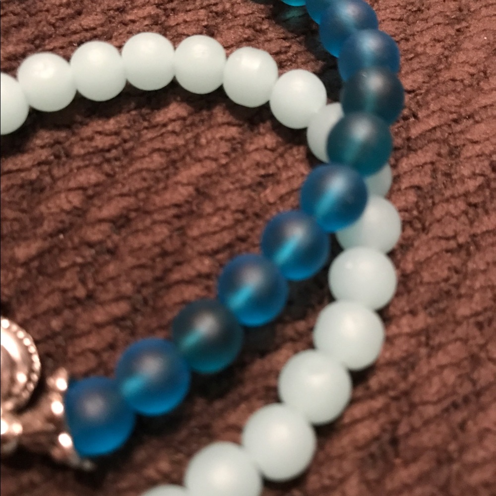 Sea glass bracelet set w/ Ear rings